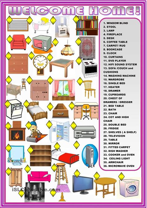 Welcome home: furniture : matching activity | English lessons for kids ...