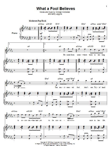 What A Fool Believes sheet music by The Doobie Brothers ...
