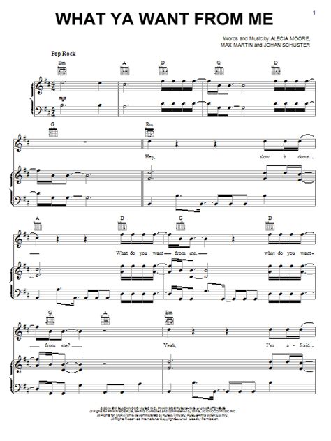 What Ya Want From Me | Sheet Music Direct