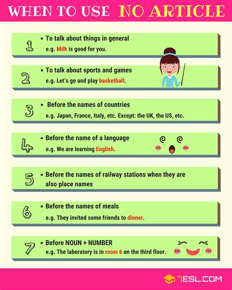 When to Use NO ARTICLE in English with 7 Useful Rules   7 ...