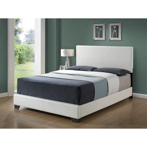 White Leather look Queen Size Bed   14352718   Overstock ...