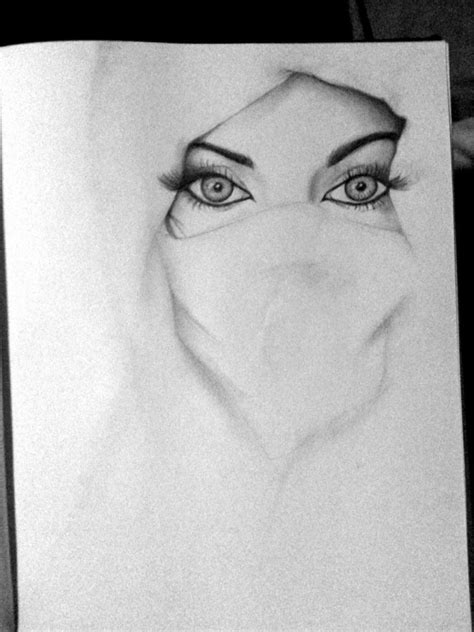 White Niqab Gaze  Pencil Drawing  | Quotes, Posters ...