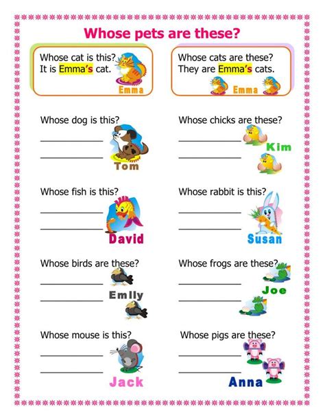 Whose pets are these?   Interactive worksheet | Ejercicios ...