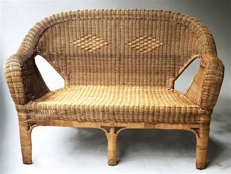 WICKER SOFA, woven wicker two tone with lozenge pattern decoration ...