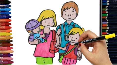 Wie zeichnet man Familie | Ausmalen Kinder | Kindervideos ...