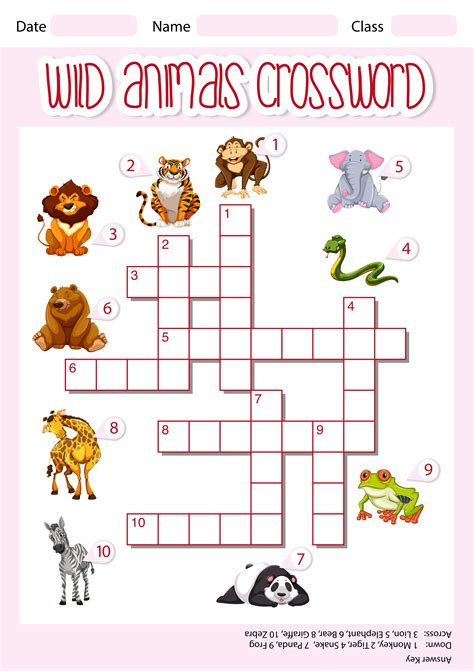 Wild animals crossword template   Download Free Vectors ...