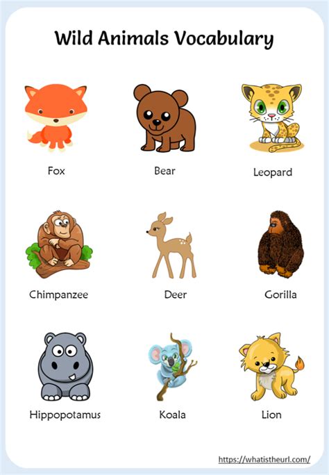 Wild Animals Vocabulary Chart   Your Home Teacher