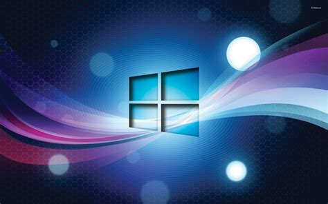 Windows 10 transparent logo on blue waves wallpaper ...