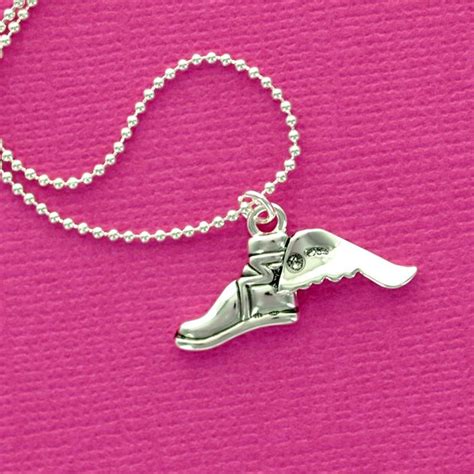 Winged CROSS COUNTRY Running SHOE Charm Necklace delicate