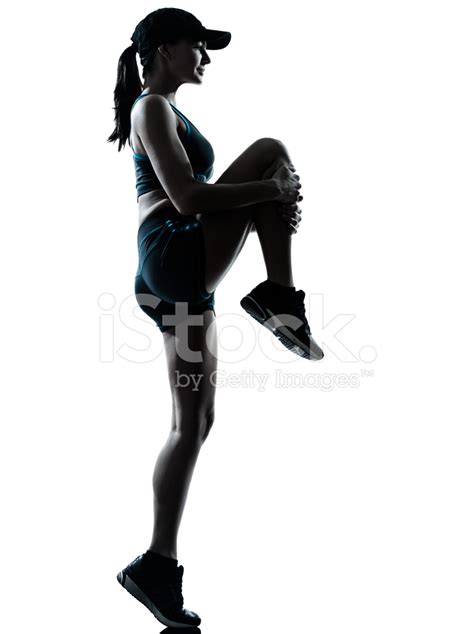 Woman Runner Jogger Stretching Warm UP Silhouette Stock ...