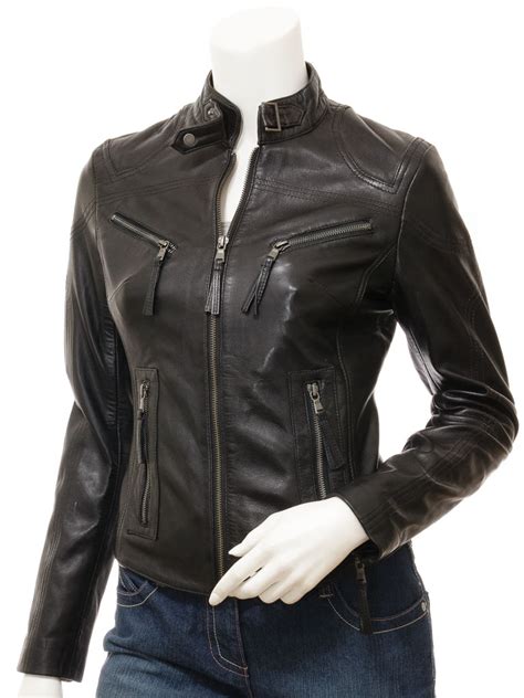 Women s Black Leather Biker Jacket: Corinth :: WOMEN :: Caine