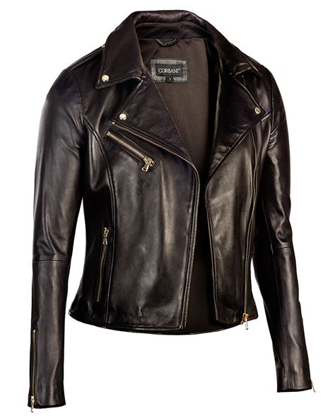 Womens Black Leather Biker Jacket Gold Hardware   Genuine ...