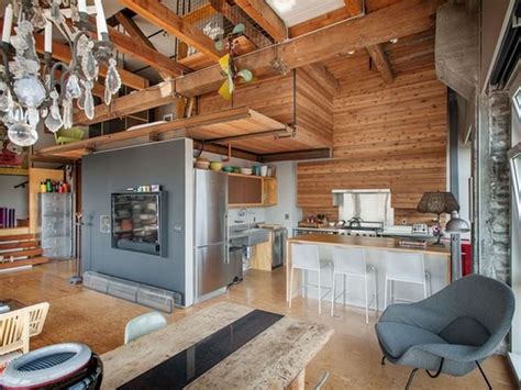 wood cabin y feel within urban loft? with 26  ceilings ...