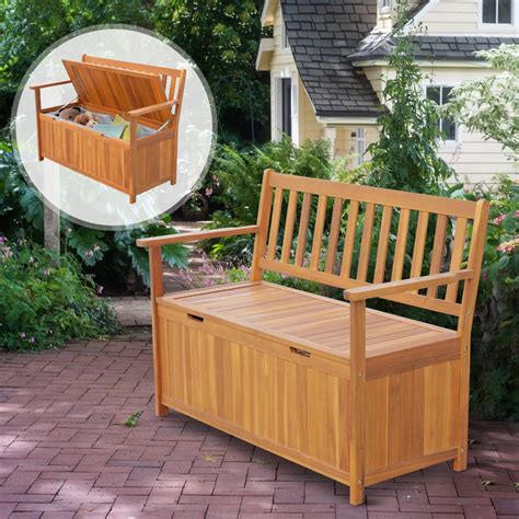 Wooden Outdoor Storage Bench Patio Outsunny / garden bench ...