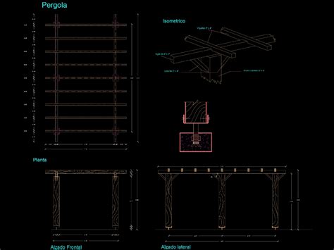 Wooden pergola in AutoCAD | CAD download  47.04 KB  | Bibliocad