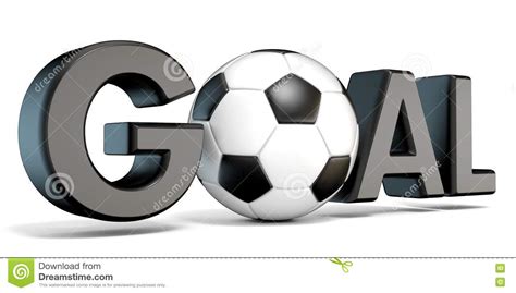 Word GOAL With The Football, Soccer Ball. 3D Stock ...