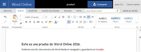 Word Online. Word gratis en la web