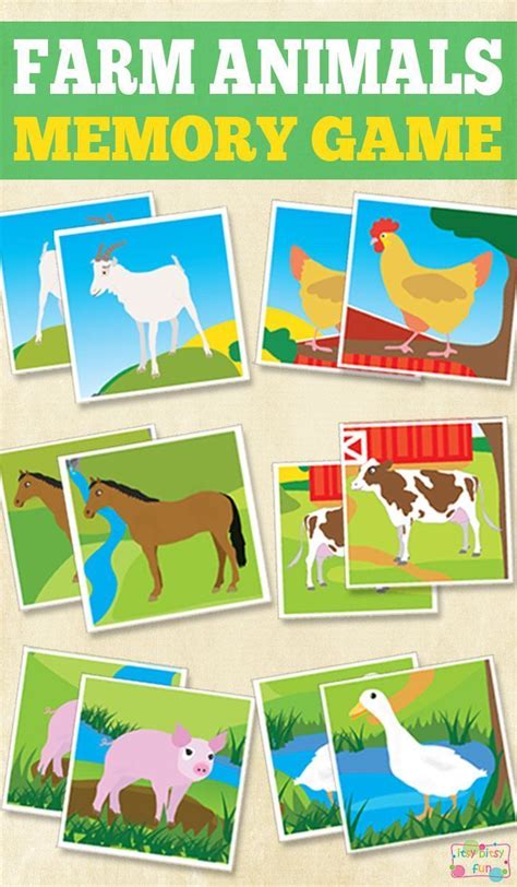 Work on their memory skills with this adorable Farm Animals Memory Game ...