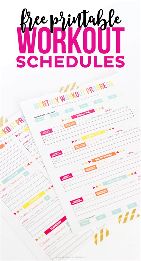 Workout Calendar   FREE Printable Schedule/Progress Sheets