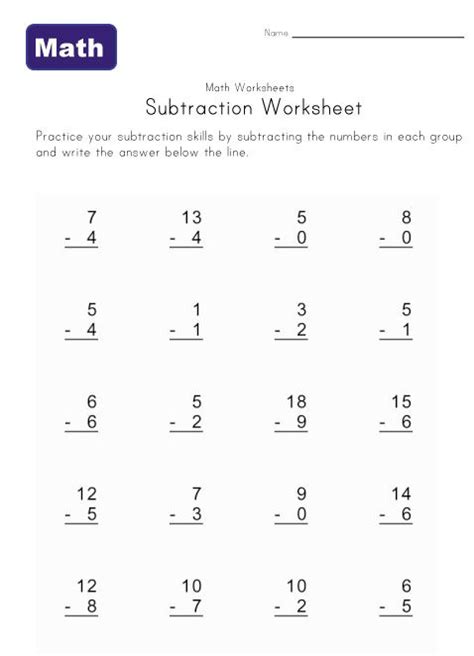 worksheets for kids | ... the simple subtraction problems ...