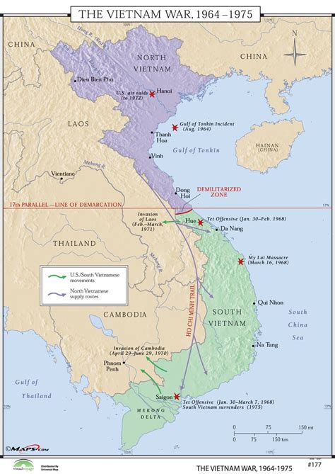 World History Wall Maps   Vietnam War 1964 75 | VIETNAM ...