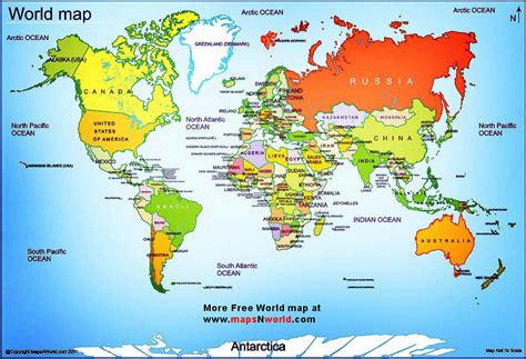 World map | World map showing all the continents with all ...