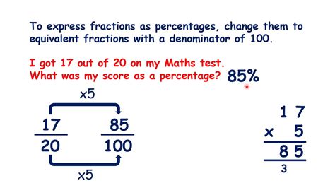 Write fractions as percentages   YouTube
