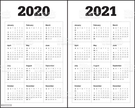 Year 2020 2021 Calendar Vector Design Template Stock Illustration ...