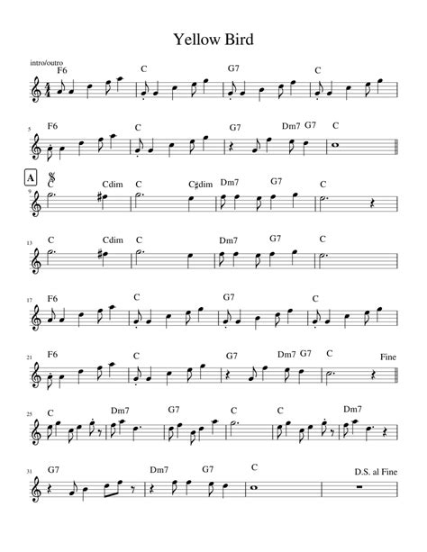 Yellow Bird sheet music for Voice download free in PDF or MIDI