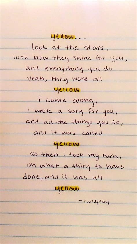 yellow: coldplay #aviationquoteslove | Music quotes lyrics ...