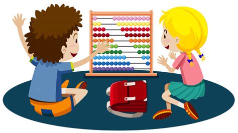 Young children playing with an abacus Vector | Free Download