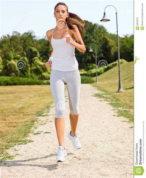 Young woman jogging stock image. Image of caucasian ...