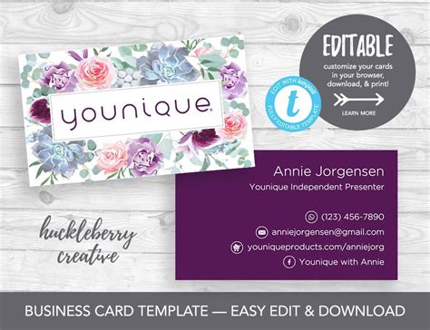 Younique Business Cards Template Younique Cosmetics 3.5x2 | Etsy