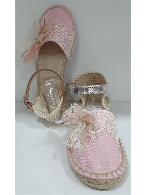 Zapato de comunión esparto rosa de niña
