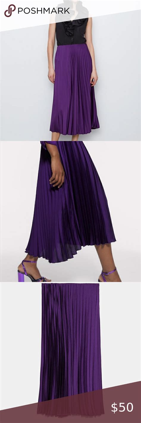 Zara Accordion Pleat Purple Satin Skirt in 2020 | Satin skirt, Purple ...
