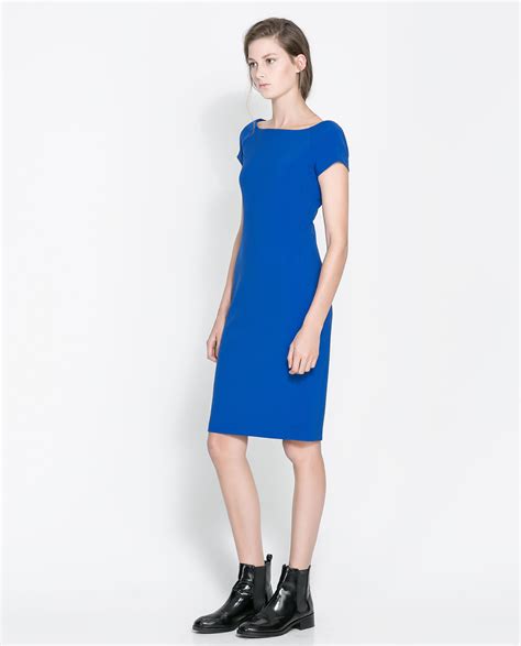 Zara Shift Dress in Blue | Lyst