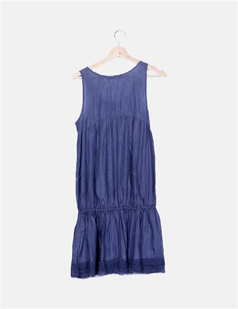 Zara Vestido azul índigo satinado  descuento 95 %    Micolet
