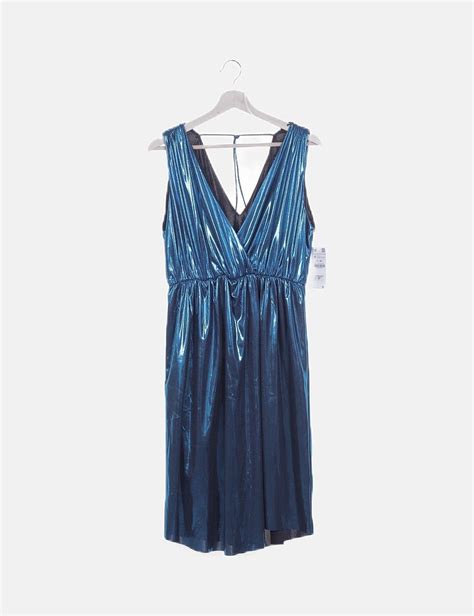 Zara Vestido midi azul irisado  descuento 68 %    Micolet