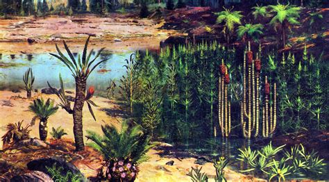 Zdeněk Burian: Mesozoic Era Cyads Gynosperm Plants