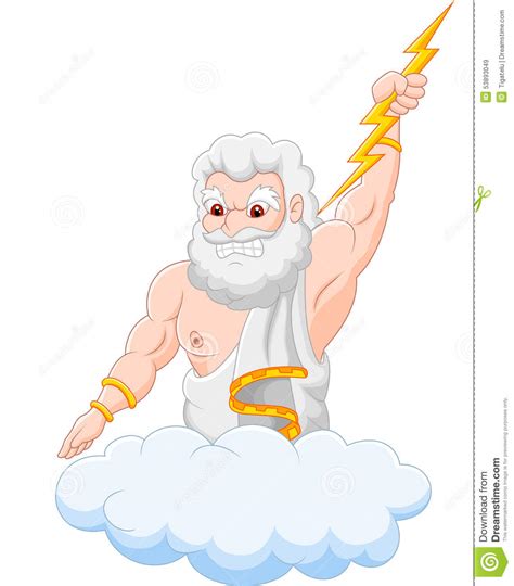 Zeus De La Historieta Que Lleva a Cabo Rayo Ilustración del Vector ...