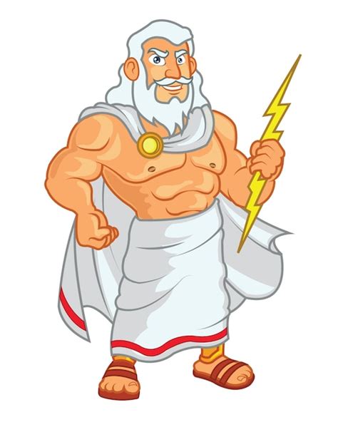 Zeus holding lightning cartoon mascot | Descargar Vectores Premium
