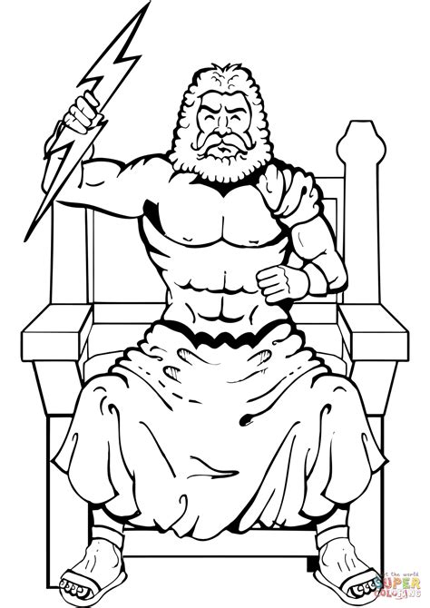 Zeus with Thunderbolt coloring page | Free Printable Coloring Pages