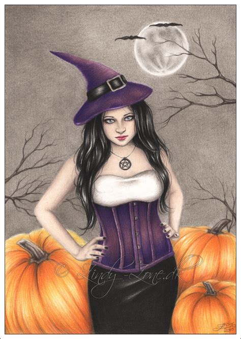 Zindy Zone.dk   Mixed Colour Drawings   Halloween Witch