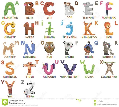 Zoo Alphabet. Animal Alphabet. Letters From A To Z ...