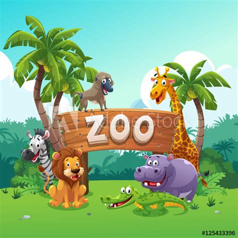 Zoo and animals cartoon style   Buy this stock vector and ...