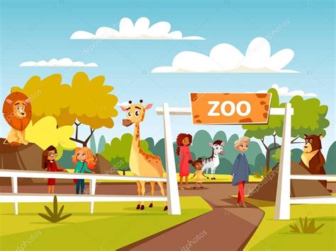 Zoo Vektor Cartoon Illustration oder Streichelzoo mit Tieren und ...