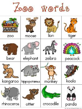 Zoo Writing Center Tools: Animal Words by Kristine Weiner | TpT