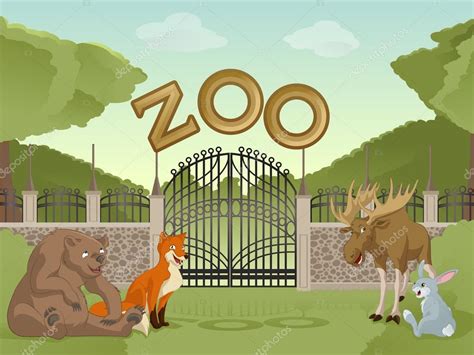 zoológico con animales de dibujos animados — Archivo Imágenes ...