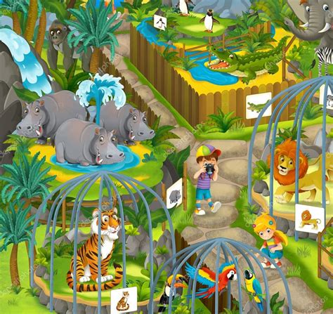 Zoológico de dibujos animados   ilustración para los niños — Foto de ...